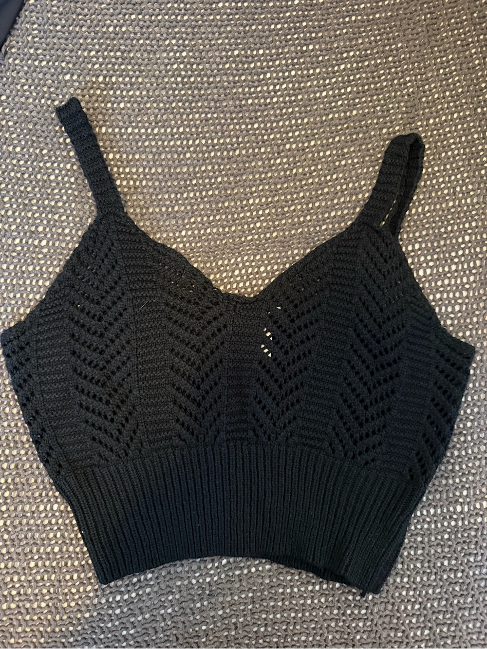 Mendocino Black Crochet Knit Tank